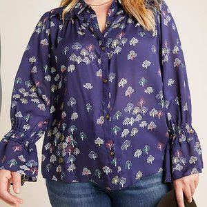 New Anthropologie Maeve Fredericka Buttondown Blouse Top Plus size
